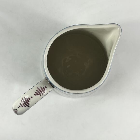 Ceramicas De Coimbra Portugal Pitcher Hand Painted Floral Deer Bird Motif 8" - Picture 5 of 13